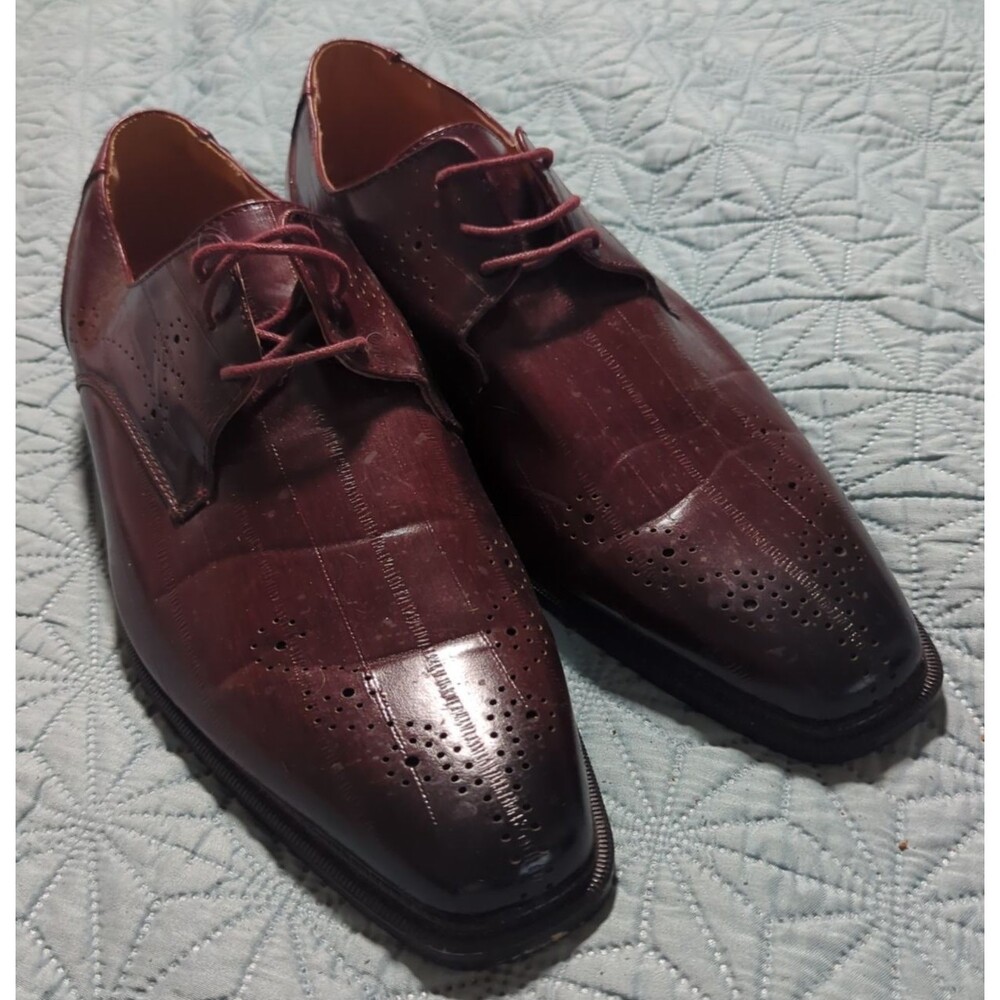 Antonio Cerrelli Elite Dress Shoes Brown/Red Perforated Swirls W/Pen Stipes Sz12